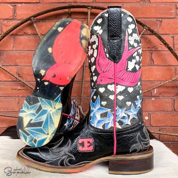 CINCH Edge Stella Hummingbird Star Square Toe Western Cowgirl Cowboy Boots, 7
